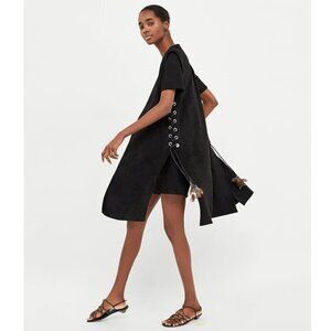 Zara Faux Suede Waist Coat with lace up strings with feathers